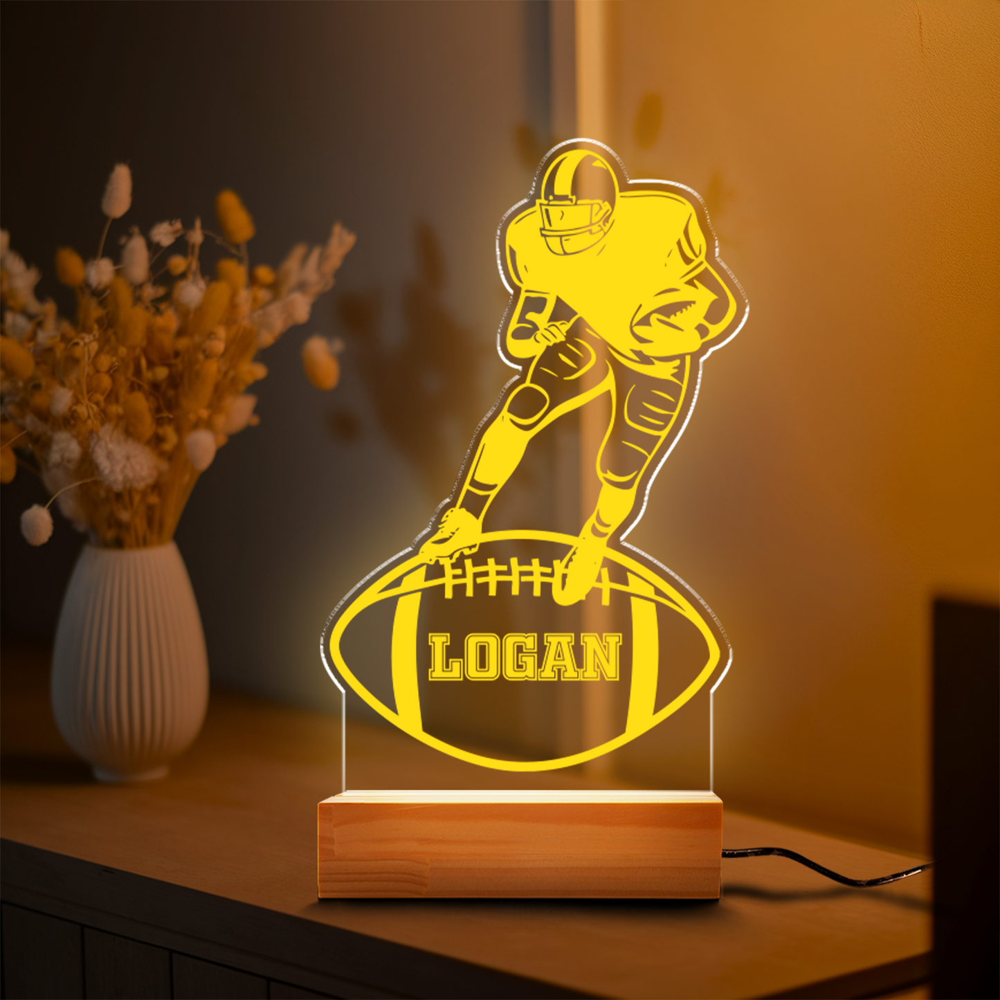 TNN051 Personalized Football Player LED Gift, LED Night Light Room Decor, Kids Football Led Room Night Light Lamp