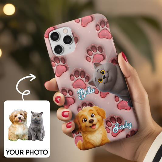 Custom Pet Cat Phone Case – Personalized Animal Lover Gift - Custom Photo Pet Cartoon Design Gifts THUC99M03