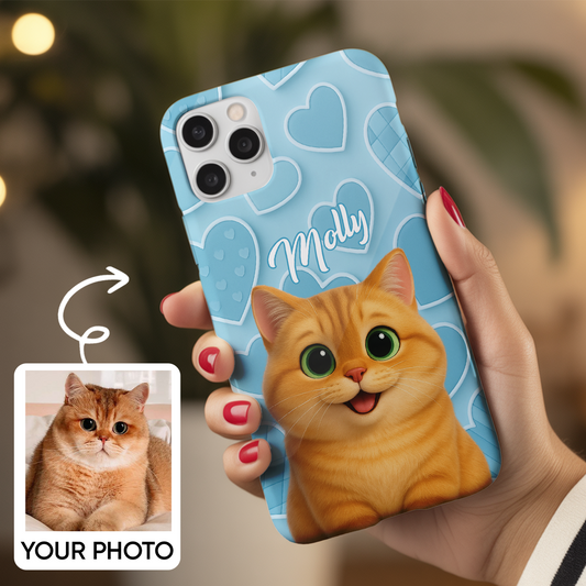 Custom Pet Cat Cartoon Phone Case – Personalized Gift for Cat Owners – Dog Lover, Cat Lover Case THUC99M11
