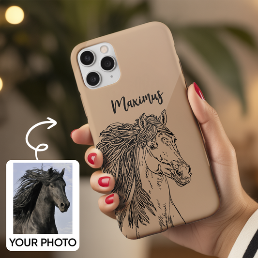Custom Pet Photo Phone Case, Custom Horse Face Phone Case, Gift for Horse Lover, Pet Memorial, Animal Lovers TNGP022