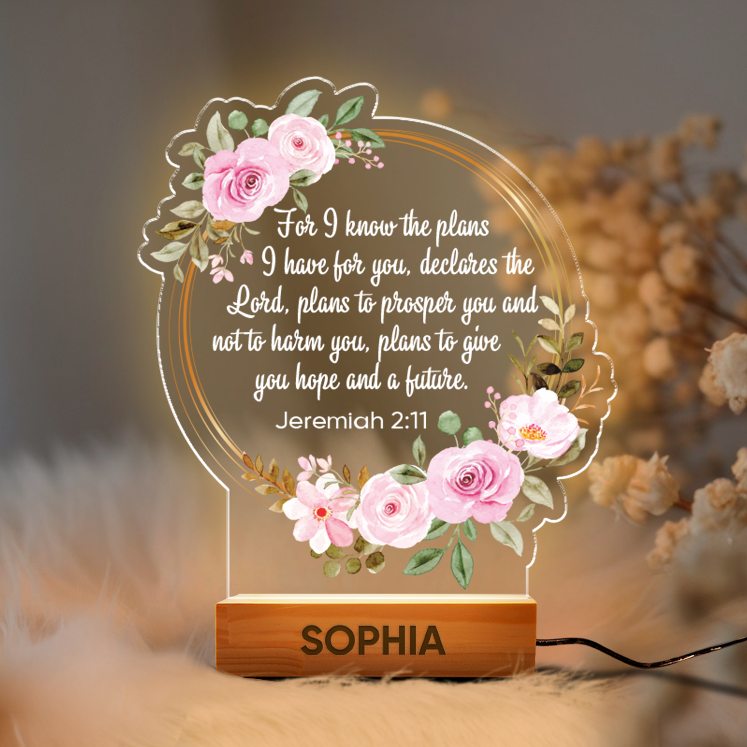 Aeluxlas Personalized Bible Verse LED light, Custom Favorite Bible Verse Gift, Christian Home Decor, Faith Based Decor, Religious LED Light