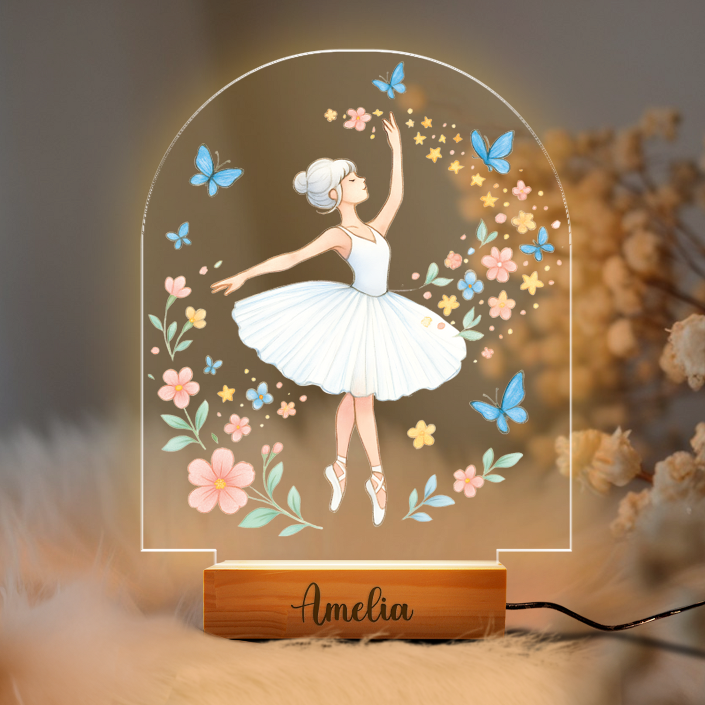 Aeluxlas Custom Name Ballerina Night Light Gift for Girls Perfect for Bedroom Decor, Personalized Your Girl Name for Christmas and Birthday Gifting
