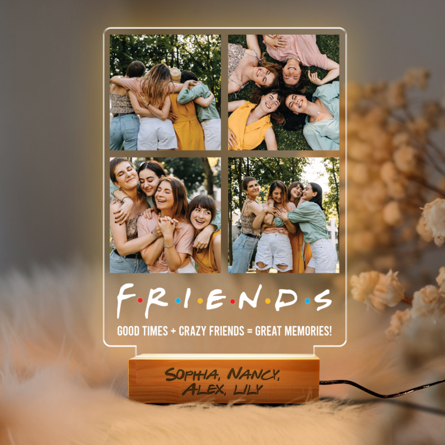 Aeluxlas Personalized Photo LED Night Light, Besties Photo Gifts, Photo Keepsake, Photo Gifts, Personalized Gift for BFF, Birthday Gift for Friend