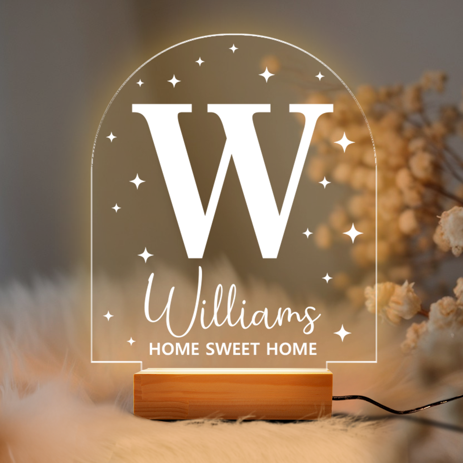 Aeluxlas Family Initial Personalized Night Light, Gift For Family, Custom Initial Name Night Light