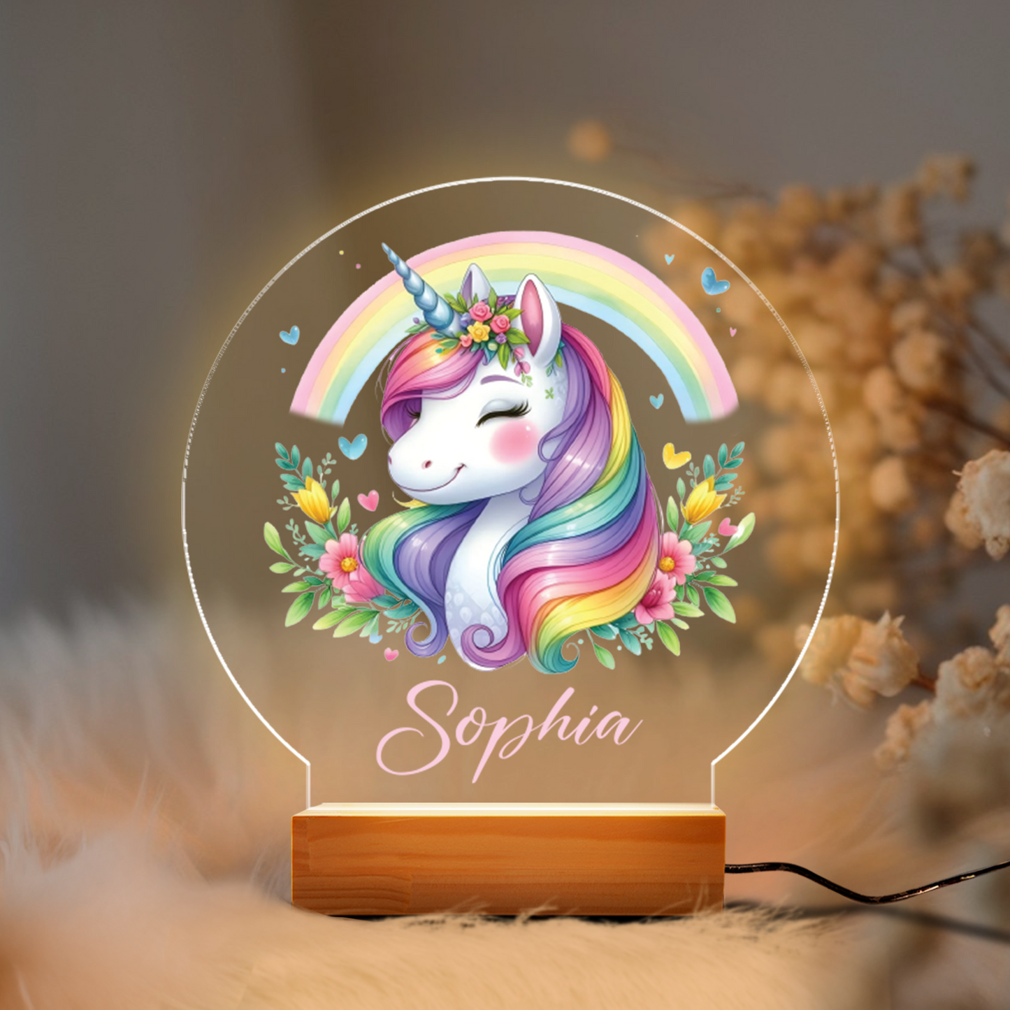 Aeluxlas Personalized Unicorn Night Light - Custom LED Lamp for Kids, Perfect Gift for Unicorn Lovers, Unique Room Decor,Magical Nightlight for Girls