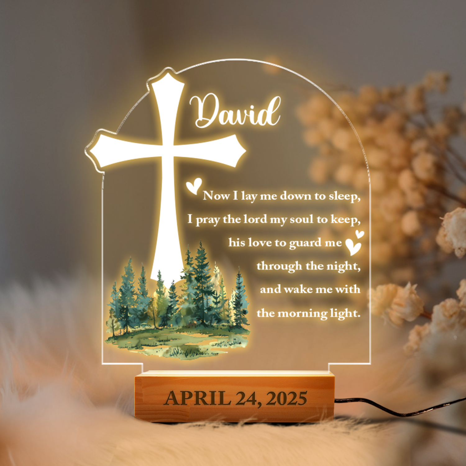 Aeluxlas Personalized Baptism Gift, Baby Boy Gift, Custom Kids Night Light, Dedicated Gift, Christening Gifts