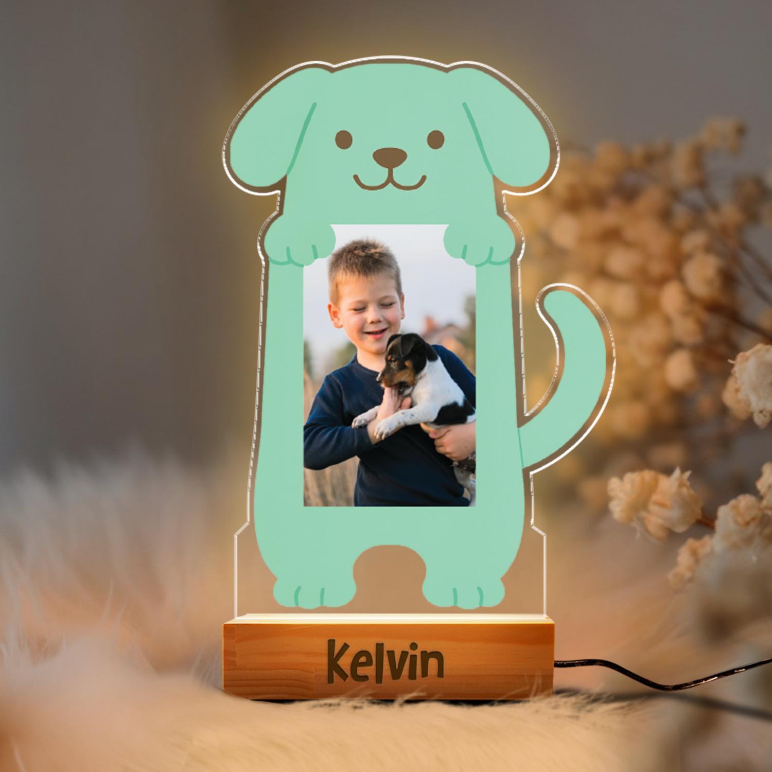 Aeluxlas Personalized Dog Photo Baby Night Light, Personalized Dog, Cute Dog Photo Frame Kids Room Decor, Gift For Dog Lovers