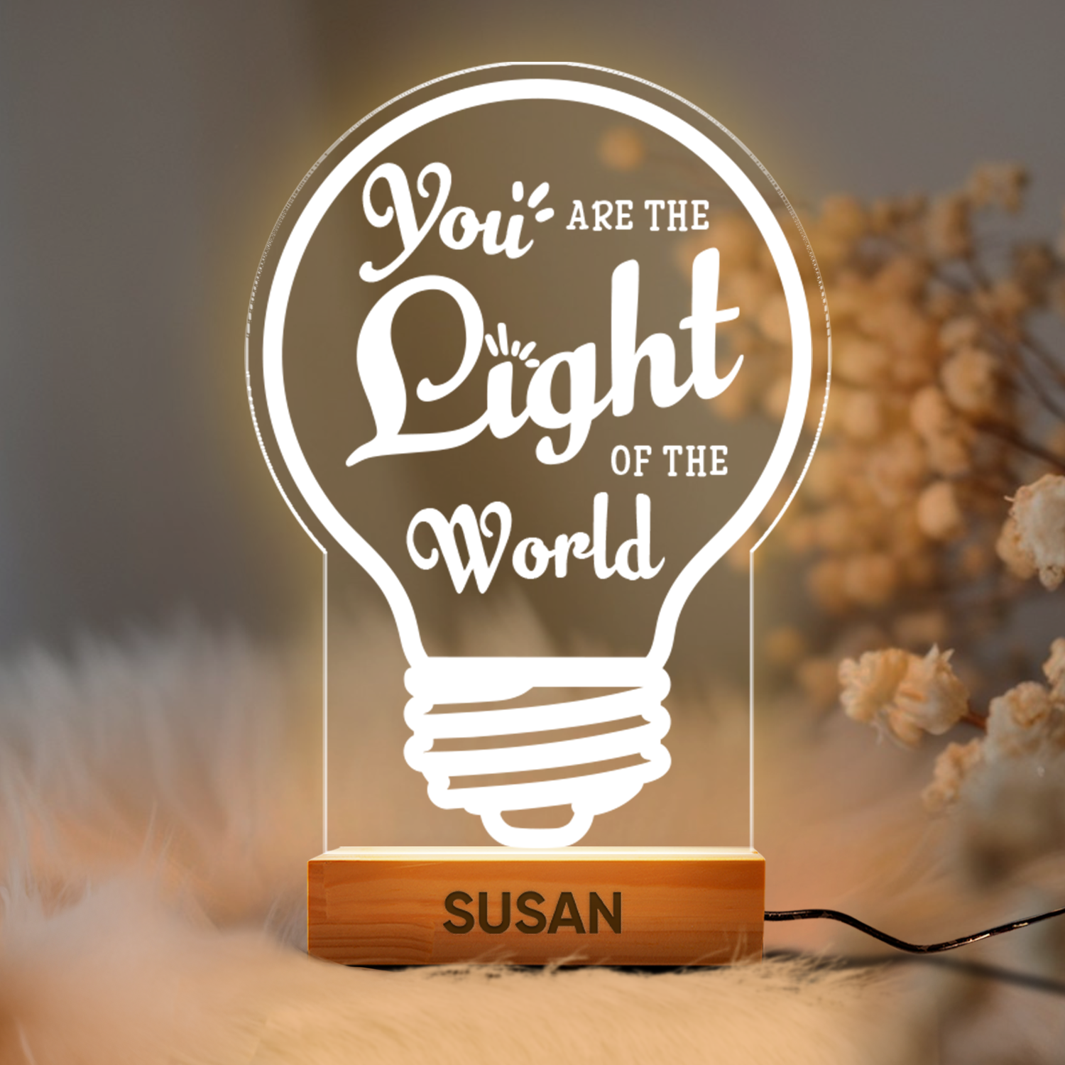 Aeluxlas Personalized Inspirational LED Night Light Christian Gift, Christian Home Decor, Faith Based Decor, Religious LED Light