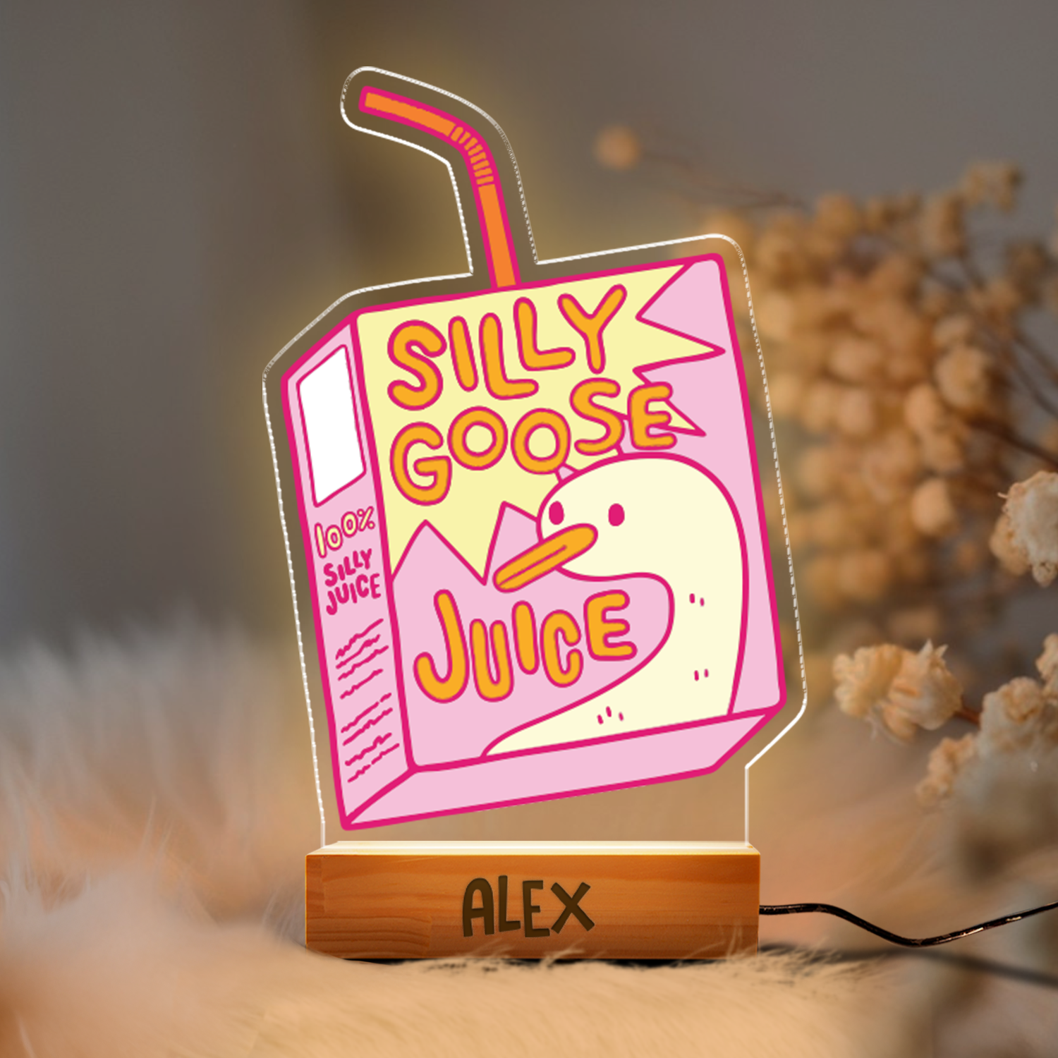 Aeluxlas Personalized Silly Goose Juice Night Light, Silly Goose Juice Approved Meme, Funny Birthday Gift, Funny Led Light