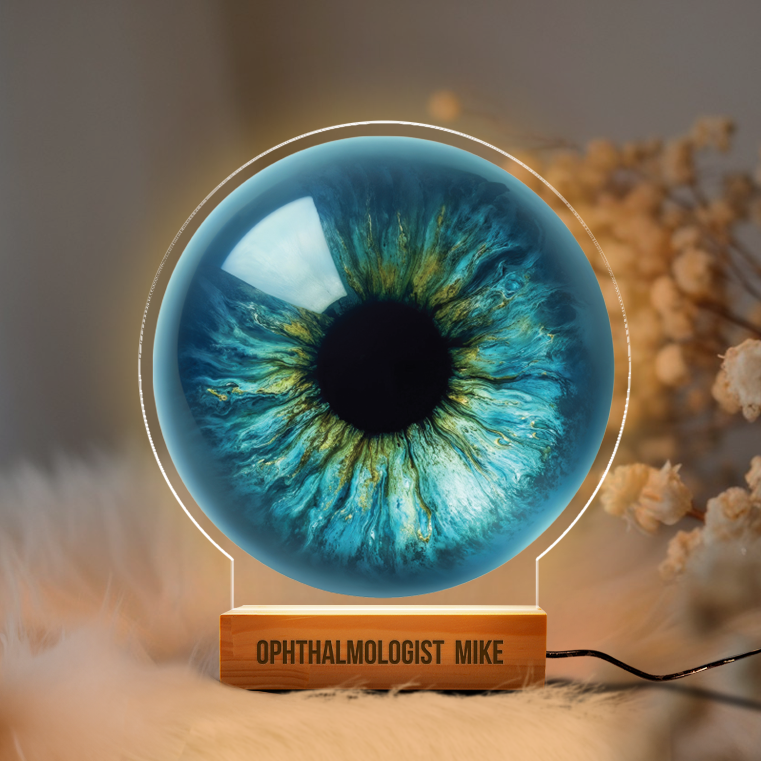 Aeluxlas Personalized Ophthalmologist Blue Eye, Gift For Doctor, Custom Led Light, Gift Room Decor
