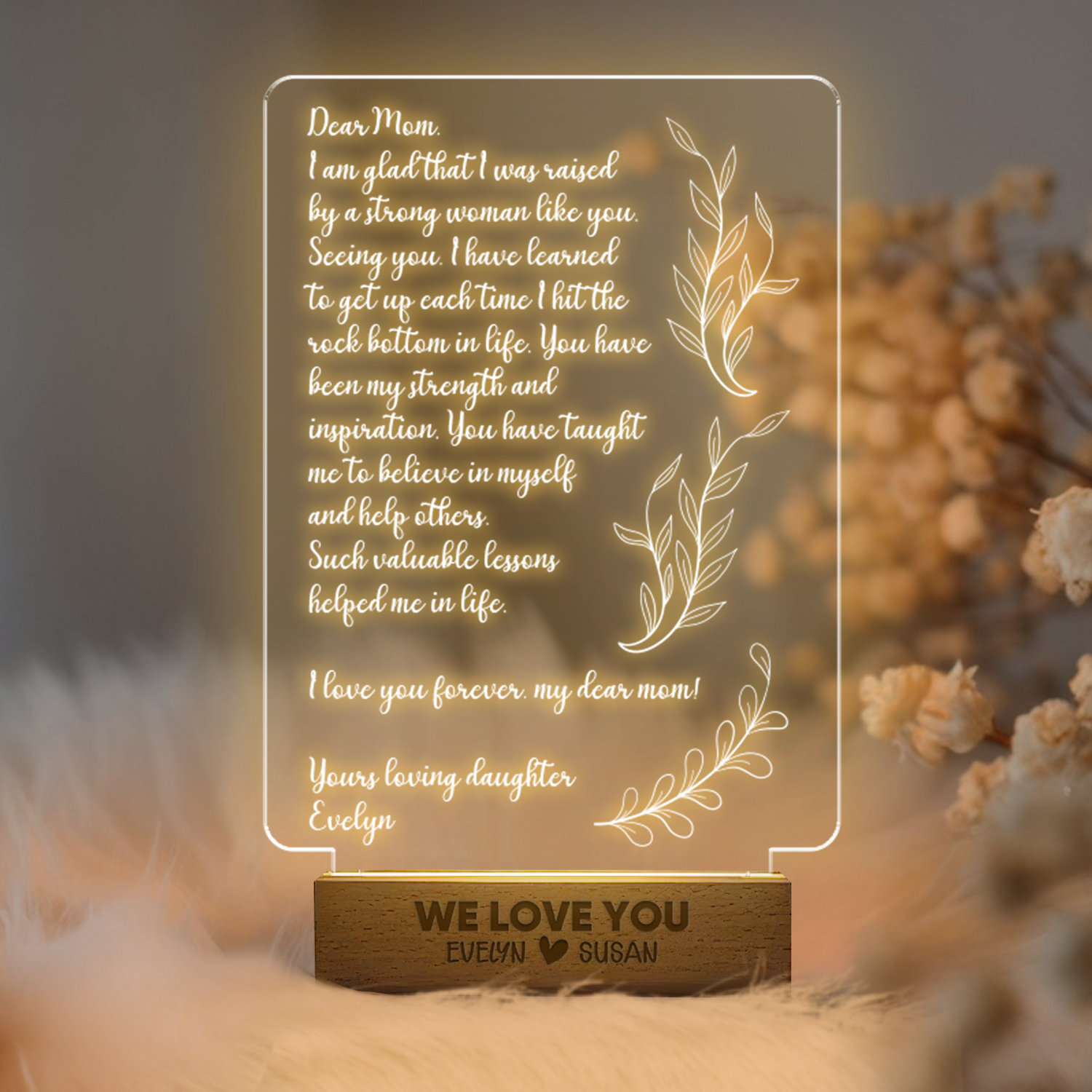 Aeluxlas Personalized Hand-Written Letter Night Light - Mother's Day Gift Ideas - Mothers Day Gift - Gift for Mom - Grandma Nana Mommy Birthday Gifts