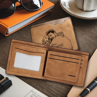 Engraved Wallet with Custom Photo & Handwriting - Perfect Personalized Gift for Dad and Husbands - Father's Day Gift