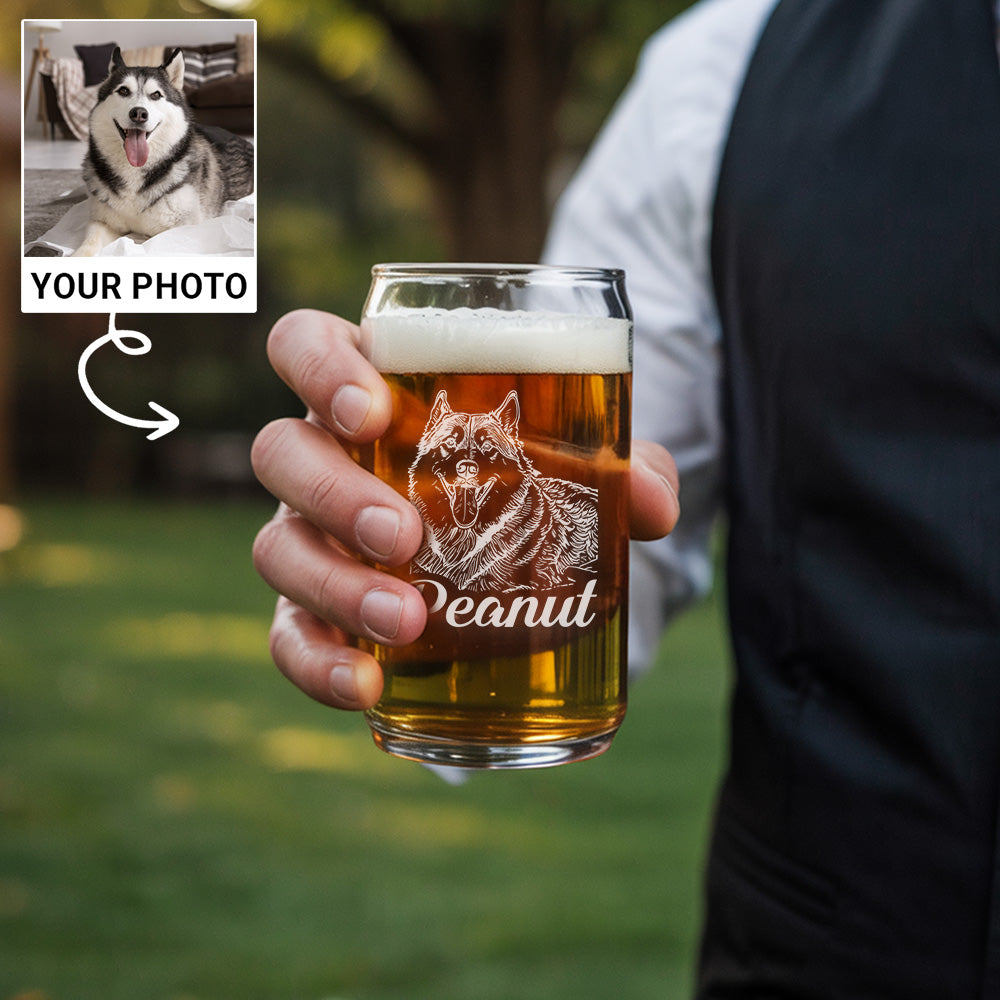 Custom Photo Pet Beer Glass, Personalized Gift for Pet Owners, Photo Beer Glass, Glass with Your Dog's Photo TNG170