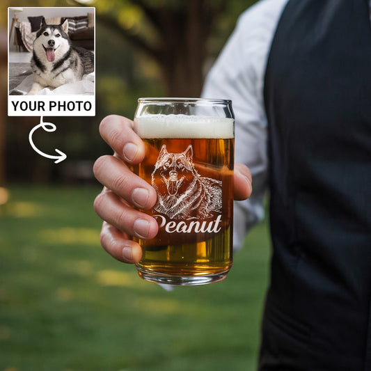Custom Photo Pet Beer Glass, Personalized Gift for Pet Owners, Photo Beer Glass, Glass with Your Dog's Photo TNG170