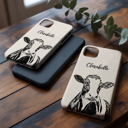 Custom Pet Photo Phone Case, Custom Cow Face Phone Case, Gift for Cow Lover, Pet Memorial, Animal Lovers TNGP023