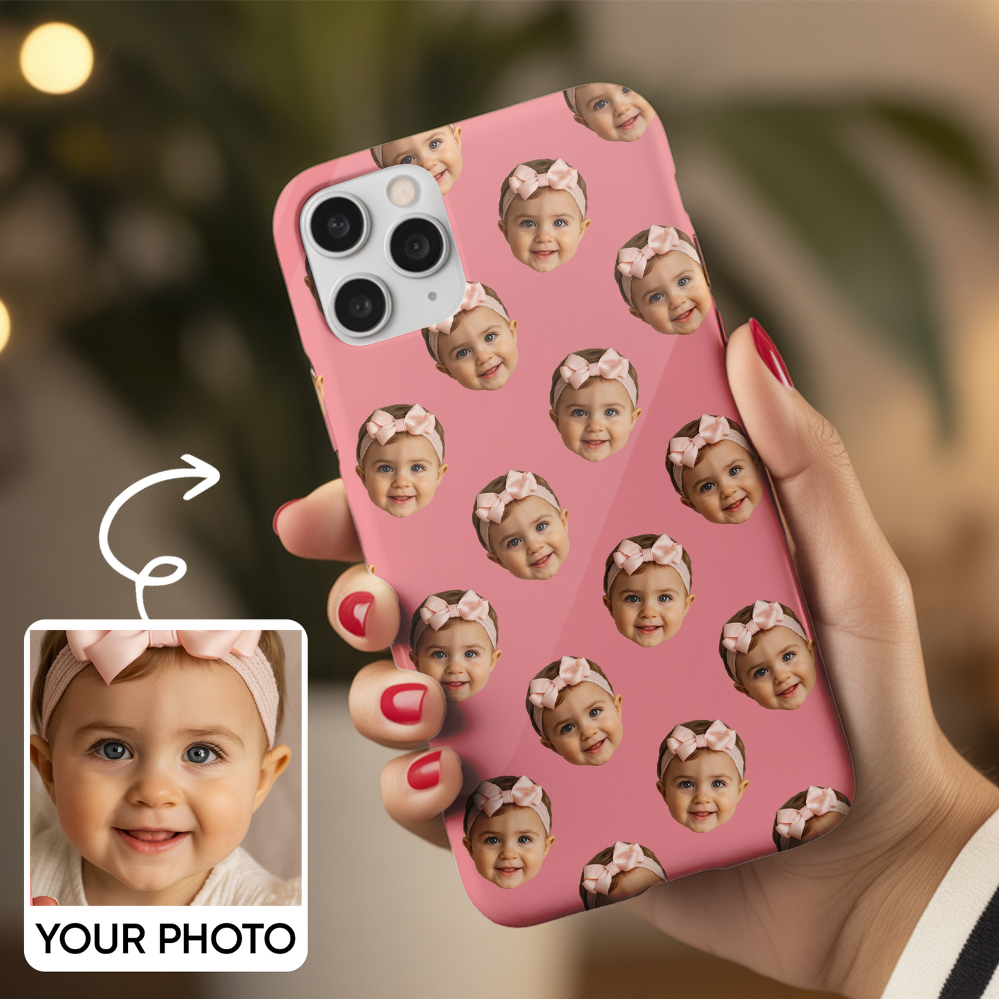 Custom Baby Face Phone Case – Create a Unique Pattern Using Your Baby’s Picture, Perfect Keepsake Gift for New Parents THUC9912