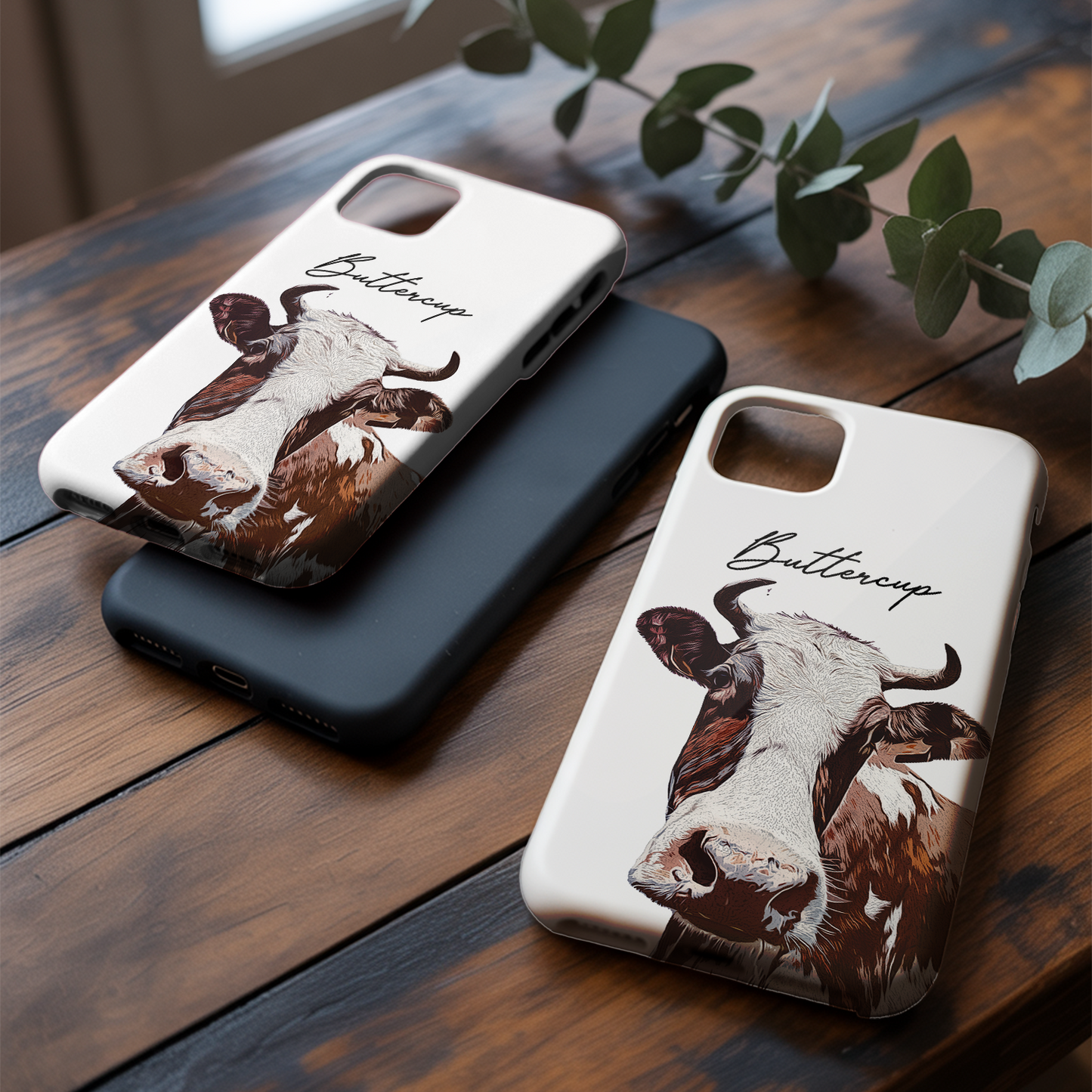 Custom Pet Photo Phone Case, Custom Cow Face Phone Case, Gift for Cow Lover, Pet Memorial, Animal Lovers TNGP014