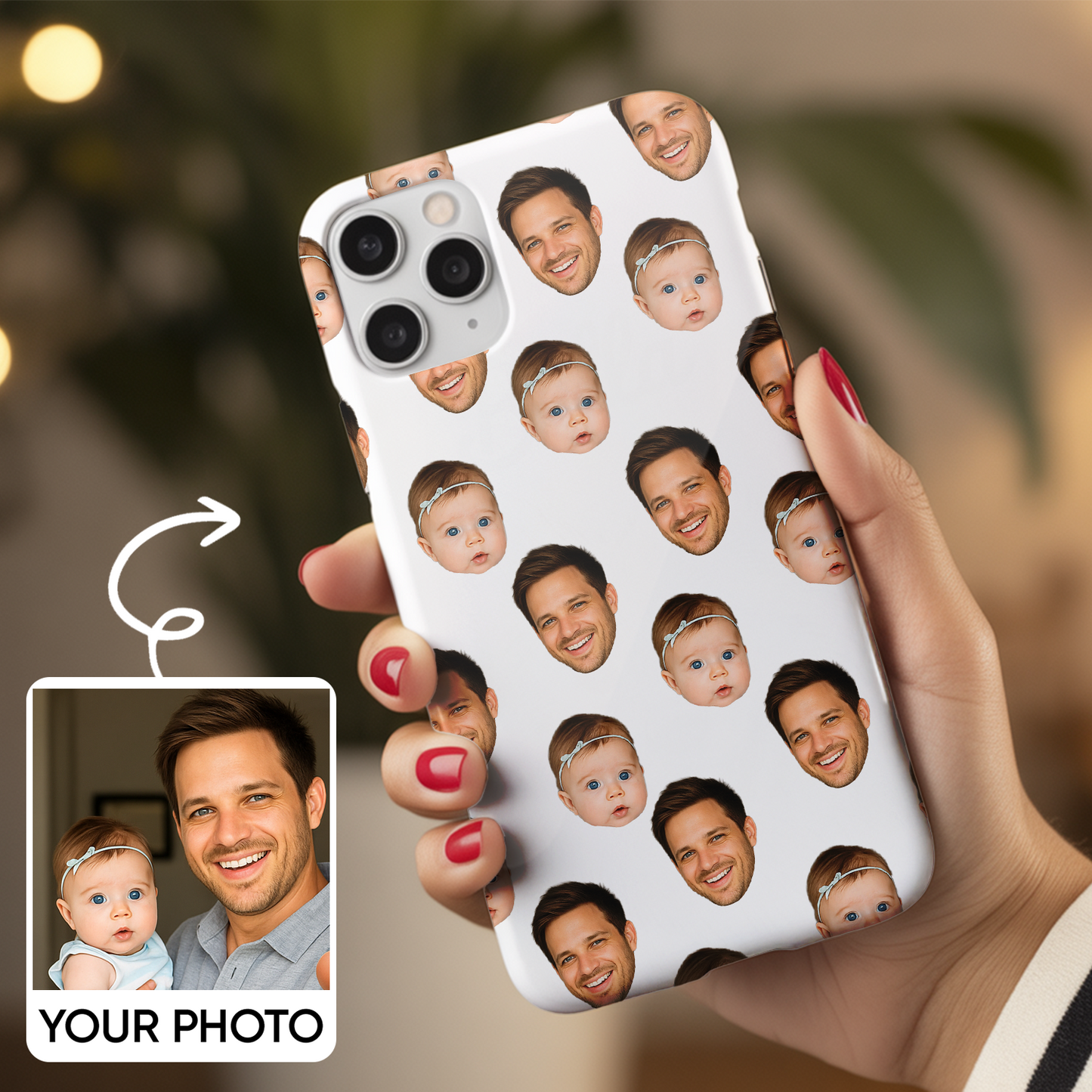 Custom Photo Baby Face Phone Case – Personalized Pattern Case Your Baby’s Face, Fun Gift for Family Members THUC9915