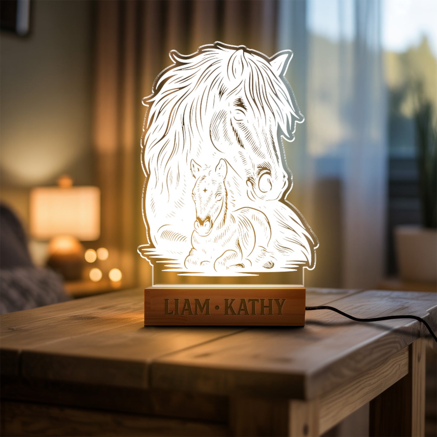 Custom Horse Portrait Night Light, Personalized Pet Lovers Gifts, Personalized Pet Memorial LED Night Light