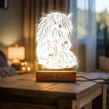 Custom Horse Portrait Night Light, Personalized Pet Lovers Gifts, Personalized Pet Memorial LED Night Light