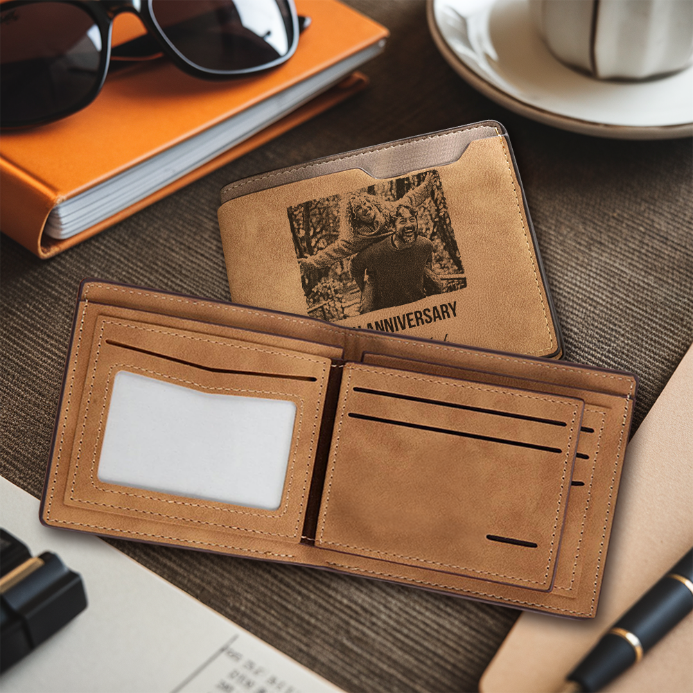 Personalized Wedding Anniversary Engraved Wallet Married Since Couples Gift Custom Photo Keepsake for Couples TNW024