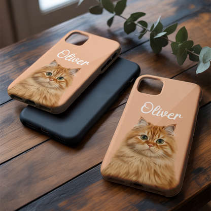 Custom Pet Cat Design Phone Case – Custom Printed Cat Portrait – Pet Keepsake THUC99M07
