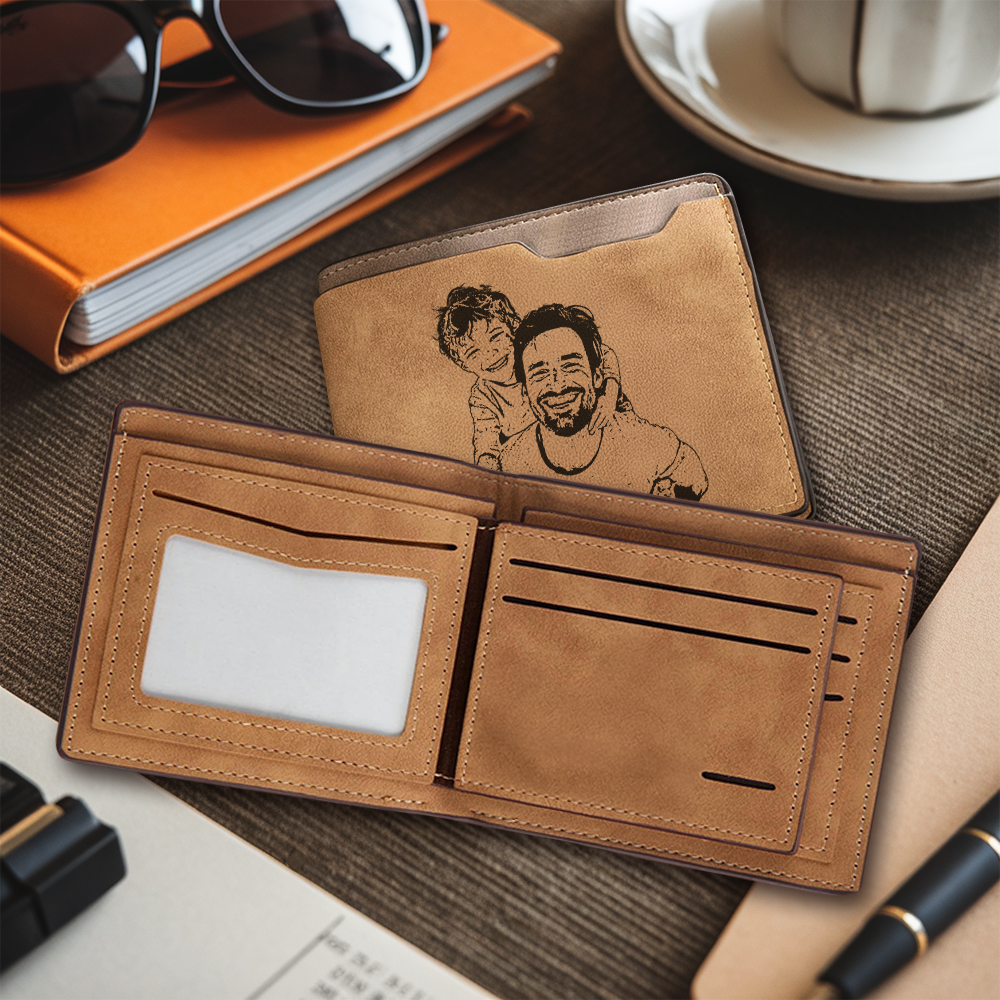 Custom Photo First Fathers Day Engraved Wallet, Gift For New Dad, Gift For Husband, Personalized Wallet TNW026