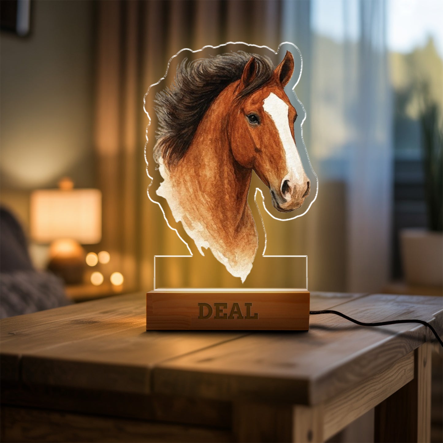 Custom Horse Portrait Night Light, Personalized Pet Lovers Gifts, Personalized Pet Memorial LED Night Light