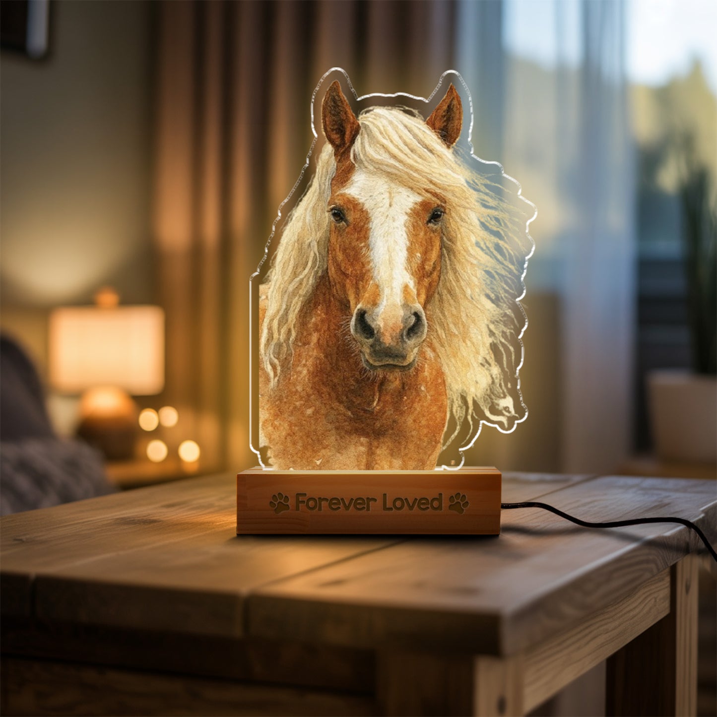 Custom Horse Portrait Night Light, Personalized Pet Lovers Gifts, Personalized Pet Memorial LED Night Light