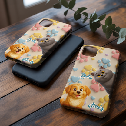 Custom Pet Cat Phone Case – Personalized Animal Lover Gift - Custom Photo Pet Cartoon Design Gifts THUC99M03