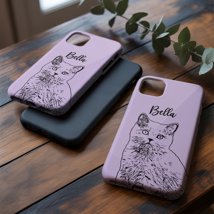 Custom Pet Photo Phone Case, Custom Cat Face Phone Case, Gift for Cat Lover, Pet Memorial, Animal Lovers TNGP019