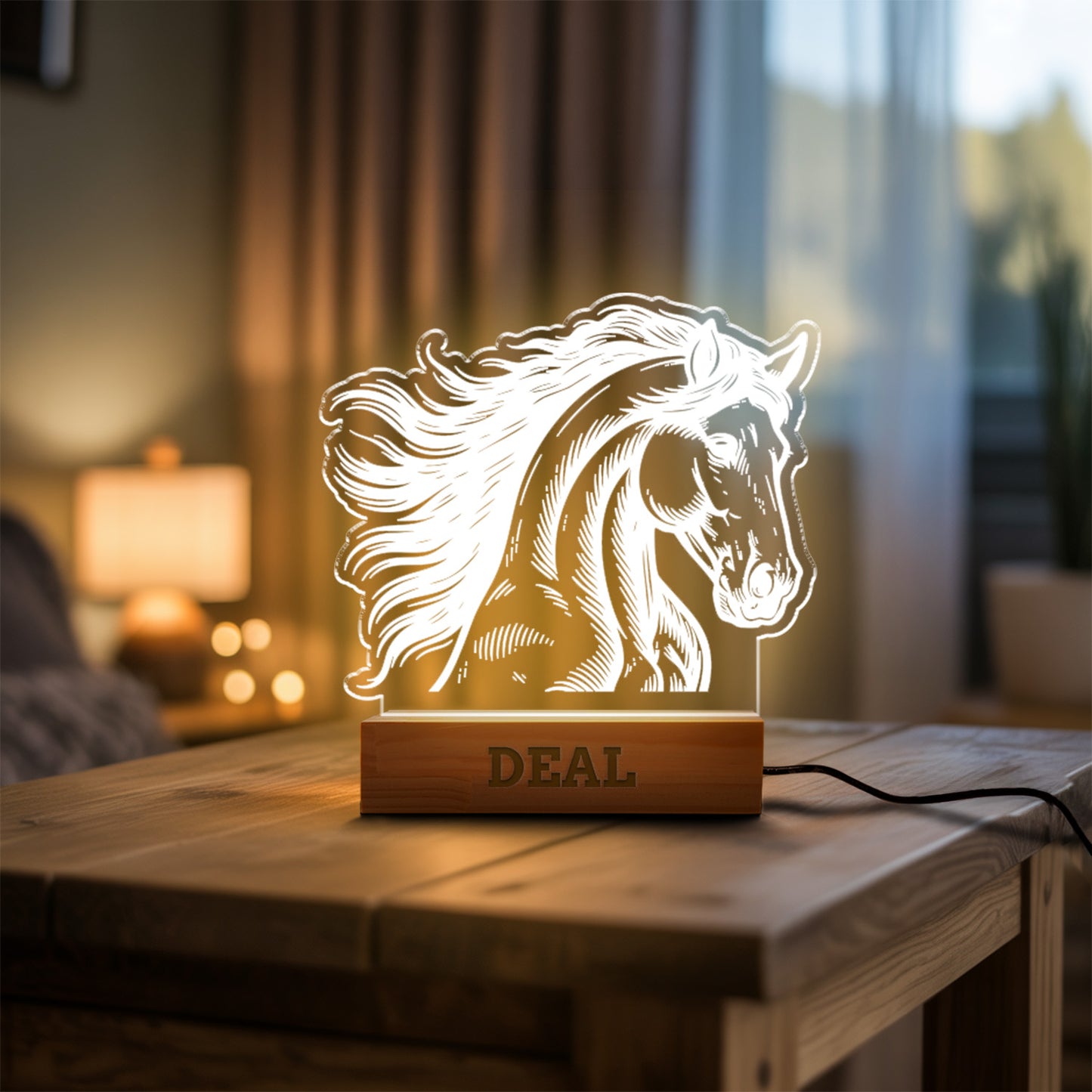 Custom Horse Portrait Night Light, Personalized Pet Lovers Gifts, Personalized Pet Memorial LED Night Light