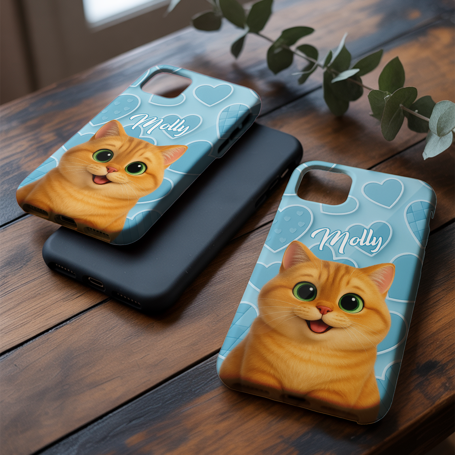 Custom Pet Cat Cartoon Phone Case – Personalized Gift for Cat Owners – Dog Lover, Cat Lover Case THUC99M11