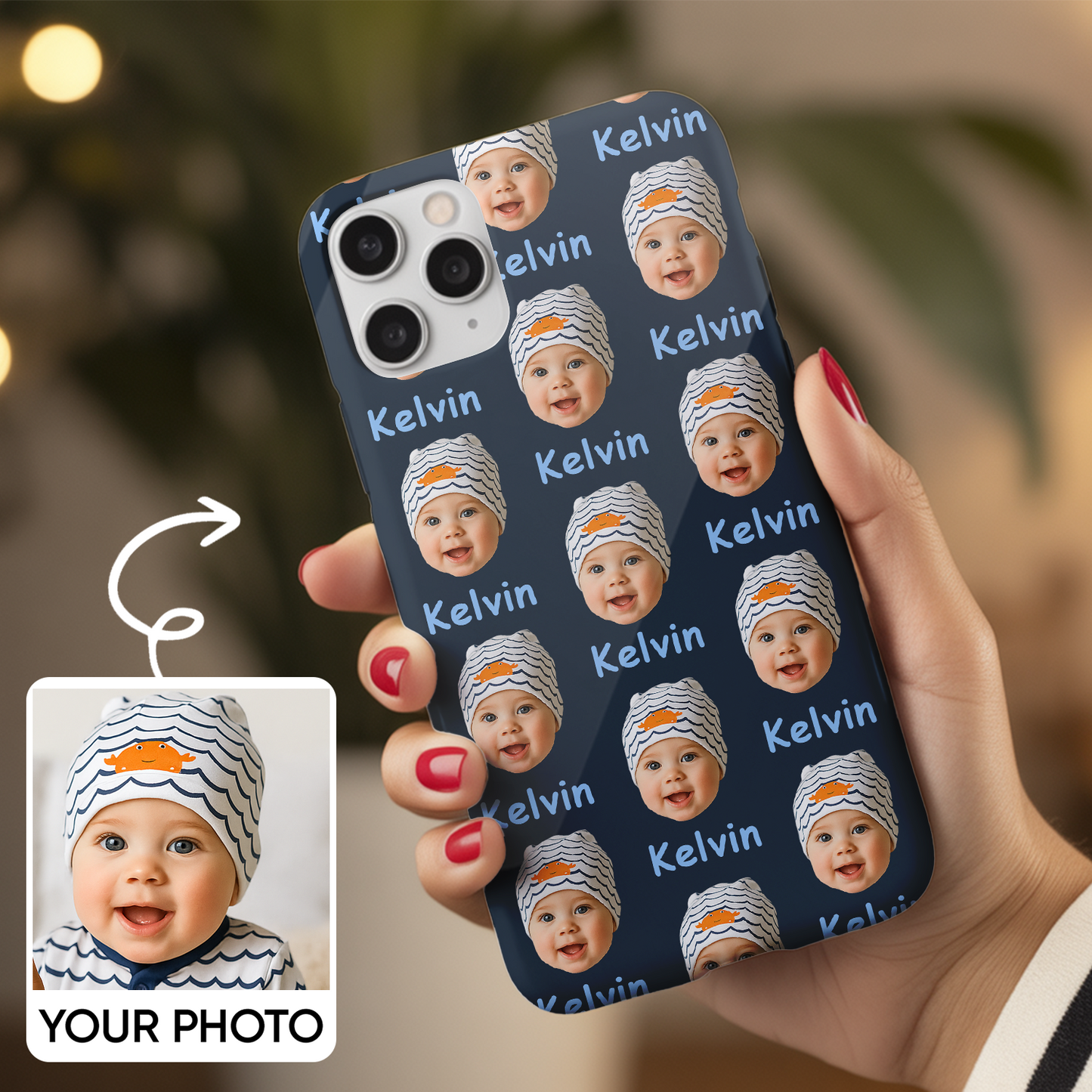 Custom Photo Baby Face Phone Case – Adorable Baby Design, Personalized Gift for Mom and Dad THUC9921