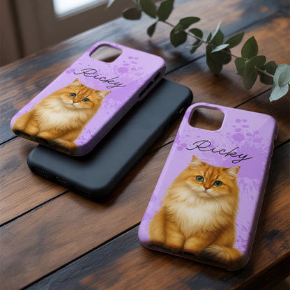 Custom Pet Cat Cartoon Phone Case – Personalized Gift for Cat Owners – Dog Lover, Cat Lover Case THUC99M15