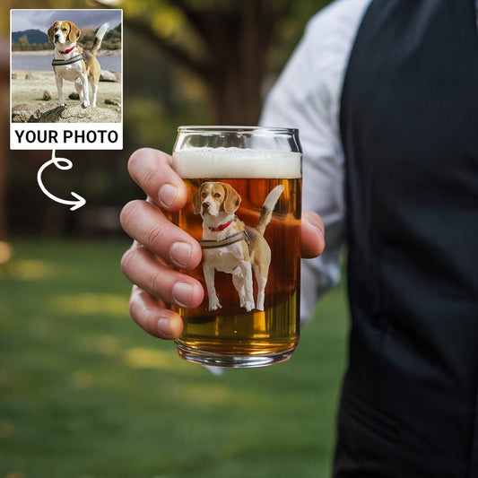 Custom Photo Pet Beer Glass, Personalized Gift for Pet Owners, Photo Beer Glass, Glass with Your Dog's Photo TNG169