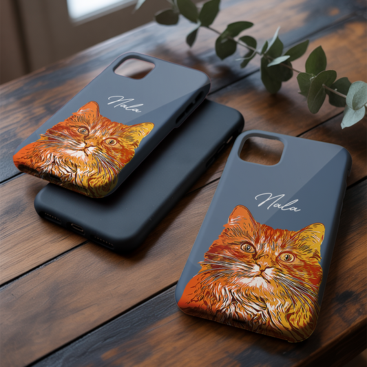 Custom Pet Photo Phone Case, Custom Cat Face Phone Case, Gift for Cat Lover, Pet Memorial, Animal Lovers TNGP003