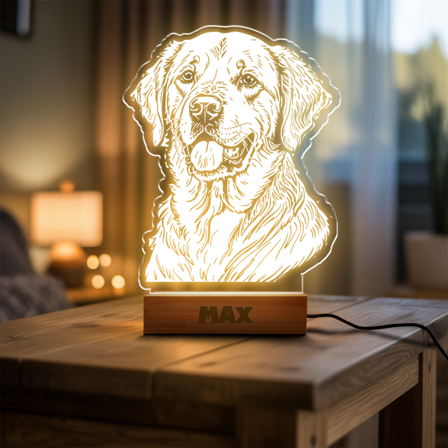 Custom Dog Portrait Night Light, Personalized Pet Lovers Gifts, Personalized Pet Memorial LED Night Light
