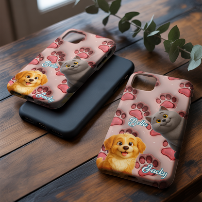 Custom Pet Cat Phone Case – Personalized Animal Lover Gift - Custom Photo Pet Cartoon Design Gifts THUC99M03
