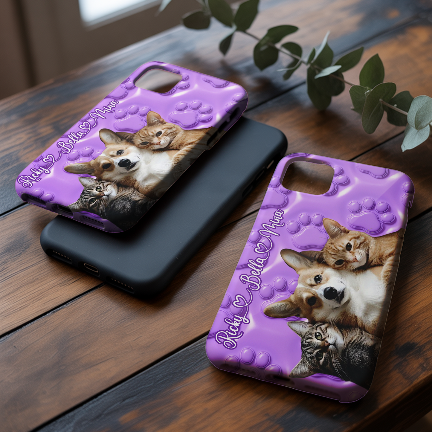 Custom Pet Cat Phone Case – Pet Portrait Case for Cat Dads and Moms – Custom Gift Idea THUC99M17