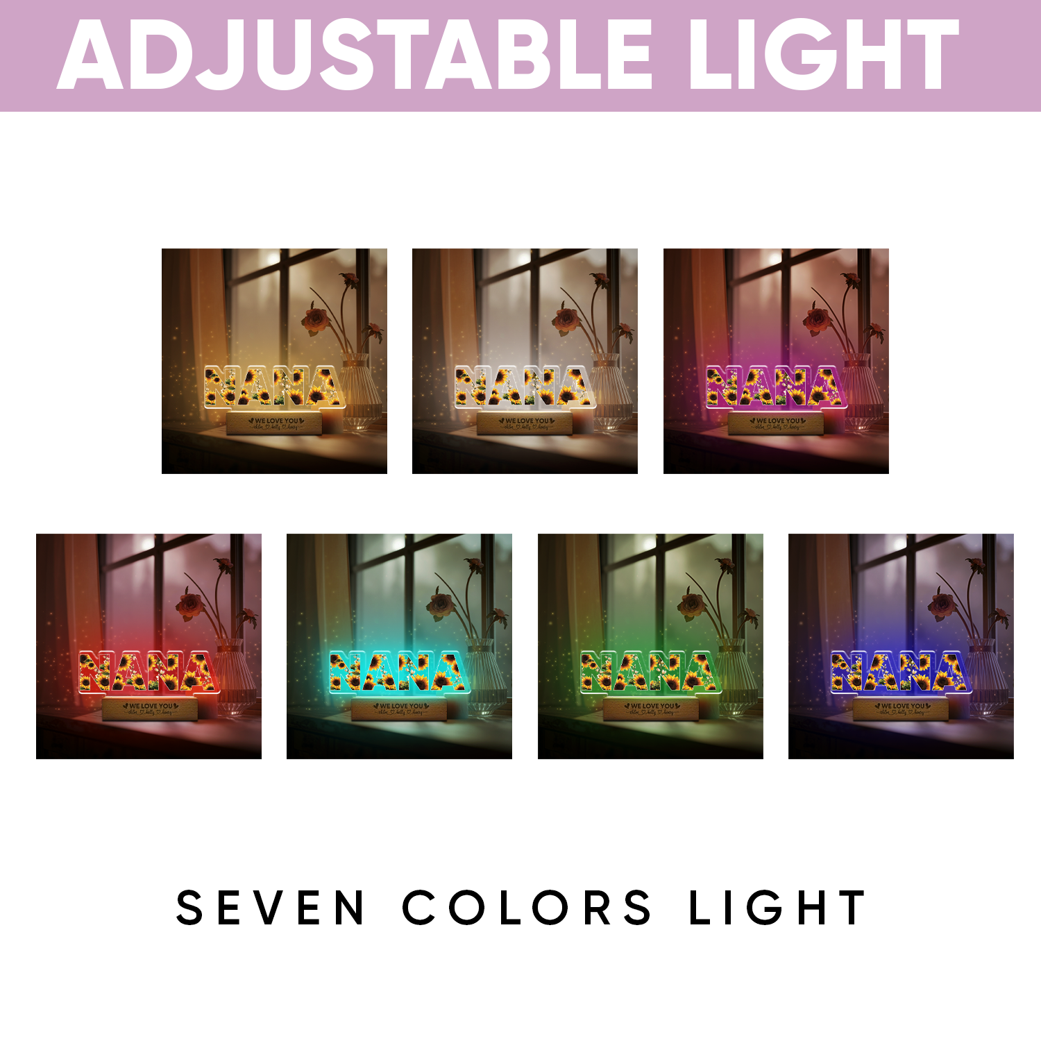 Aeluxlas Custom Kid Name Night Light for Grandma, Personalized Mother's Day Gift For Nana, Flower LED Night Light for Mama, Nana Gift Ideas