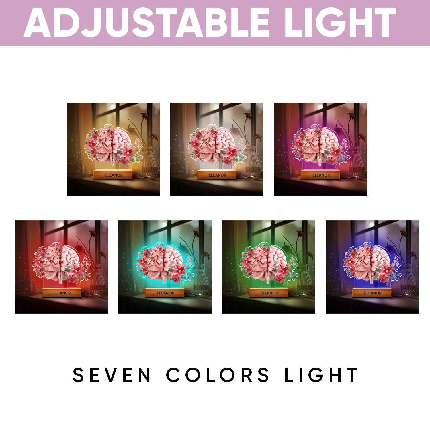 Aeluxlas Personalized Human Brain With Flowers, Night Light for Neurologist - Medical Student Gift, Science Lovers & Gifts