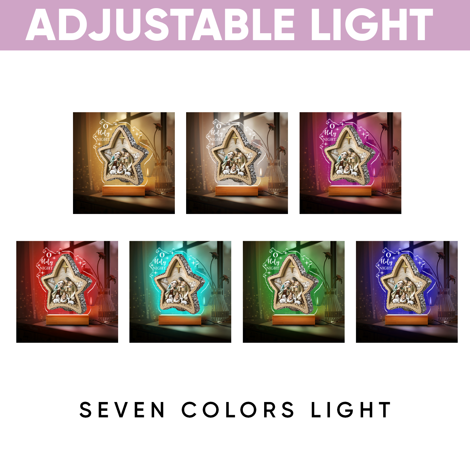 Aeluxlas Personalized Nativity Oh Holy Night Led Light, Jesus Christ Night Light - Custom LED Religious Lamp, Perfect Gift for Faith Lovers