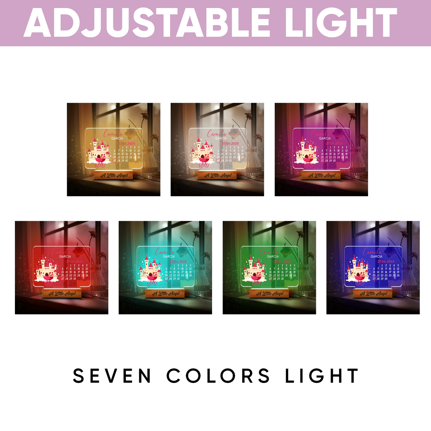 Aeluxlas Castle Calendar, Custom LED Lamp for Kids, Perfect Gift for Kids, Unique Room Decor, Nightlight for Kids