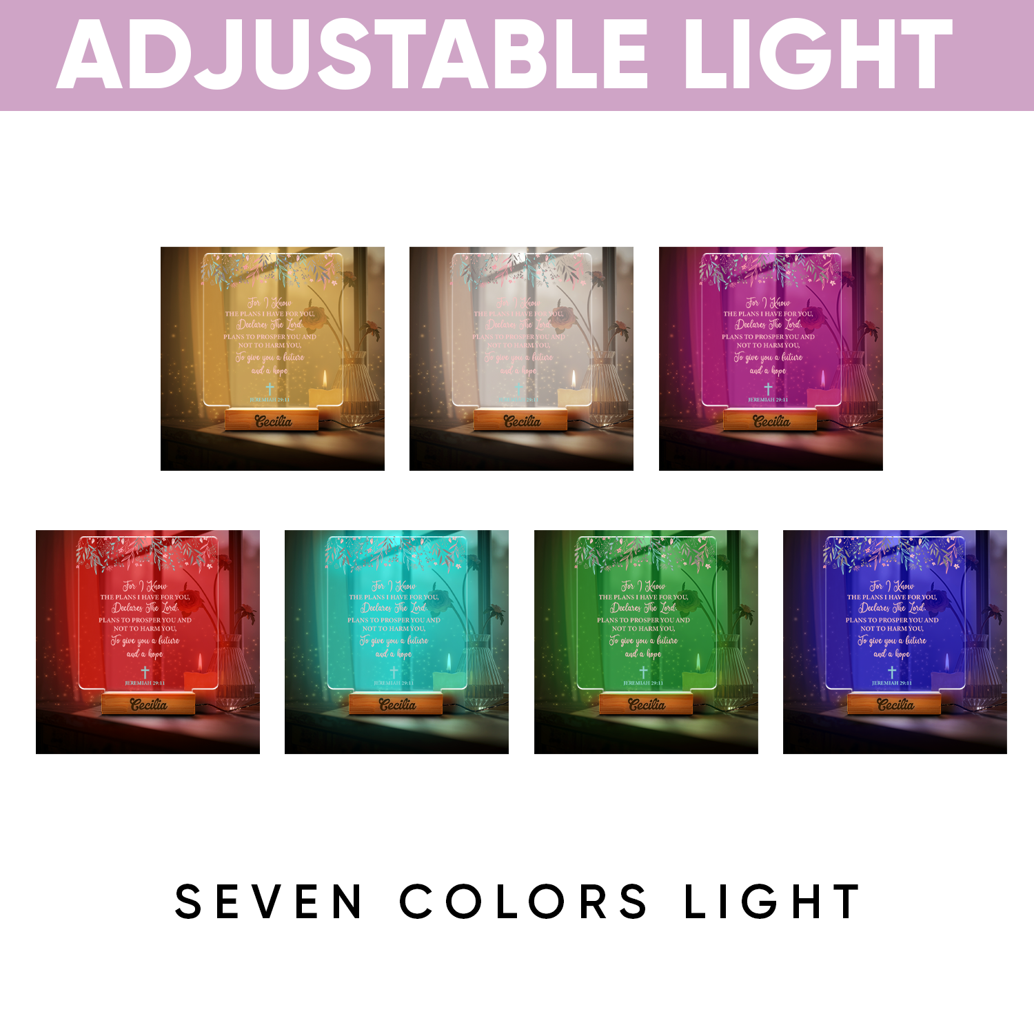 Aeluxlas Personalized Bible Verses Night Light, Bible Verse Decor, Mother's Day Gift, First Communion, Religious Sign, Motivational Sign