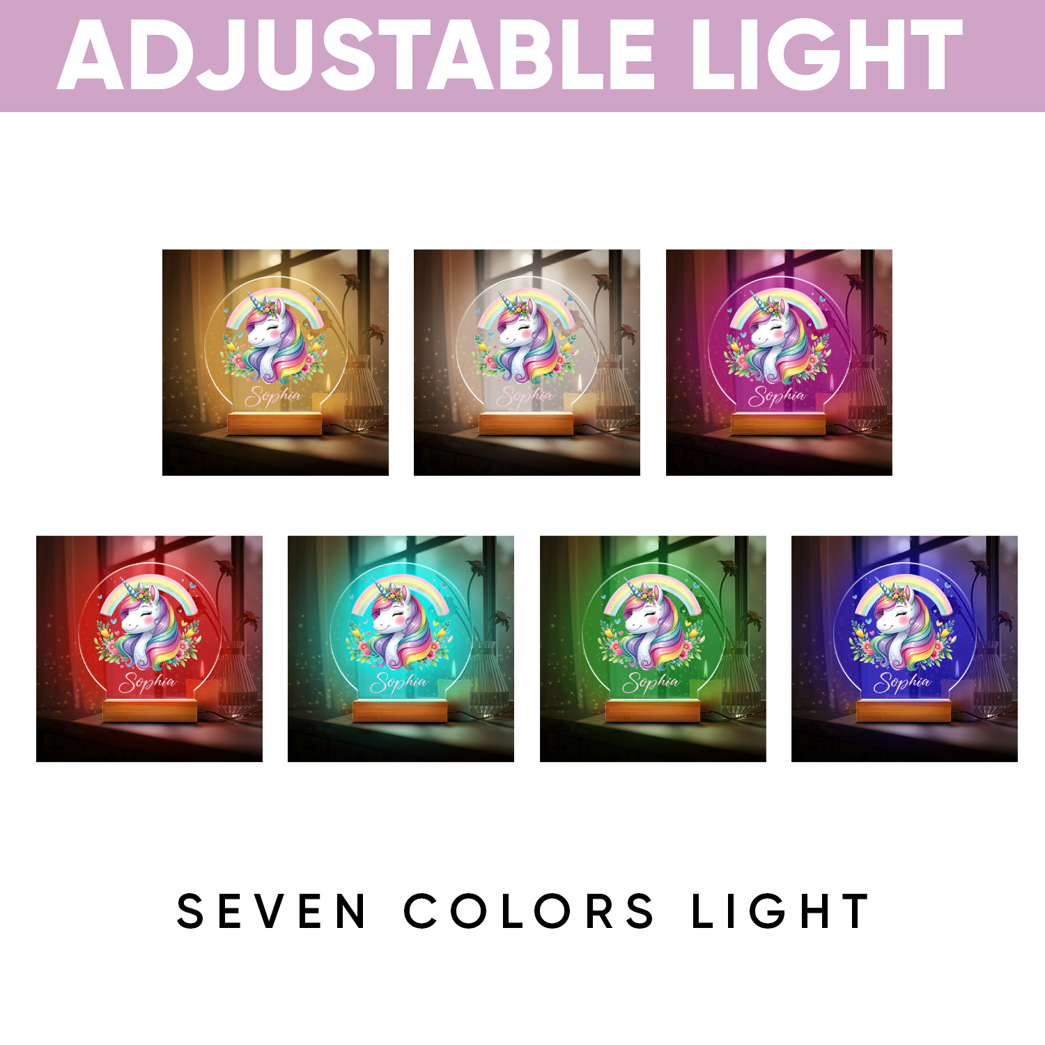Aeluxlas Personalized Unicorn Night Light - Custom LED Lamp for Kids, Perfect Gift for Unicorn Lovers, Unique Room Decor,Magical Nightlight for Girls