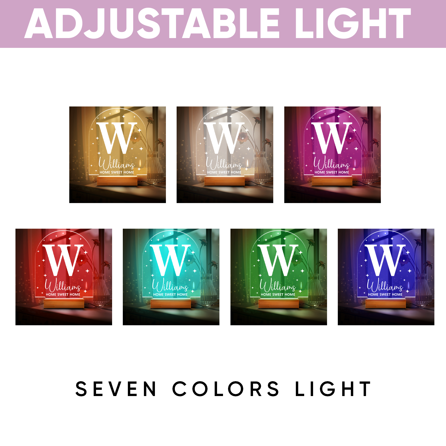 Aeluxlas Family Initial Personalized Night Light, Gift For Family, Custom Initial Name Night Light