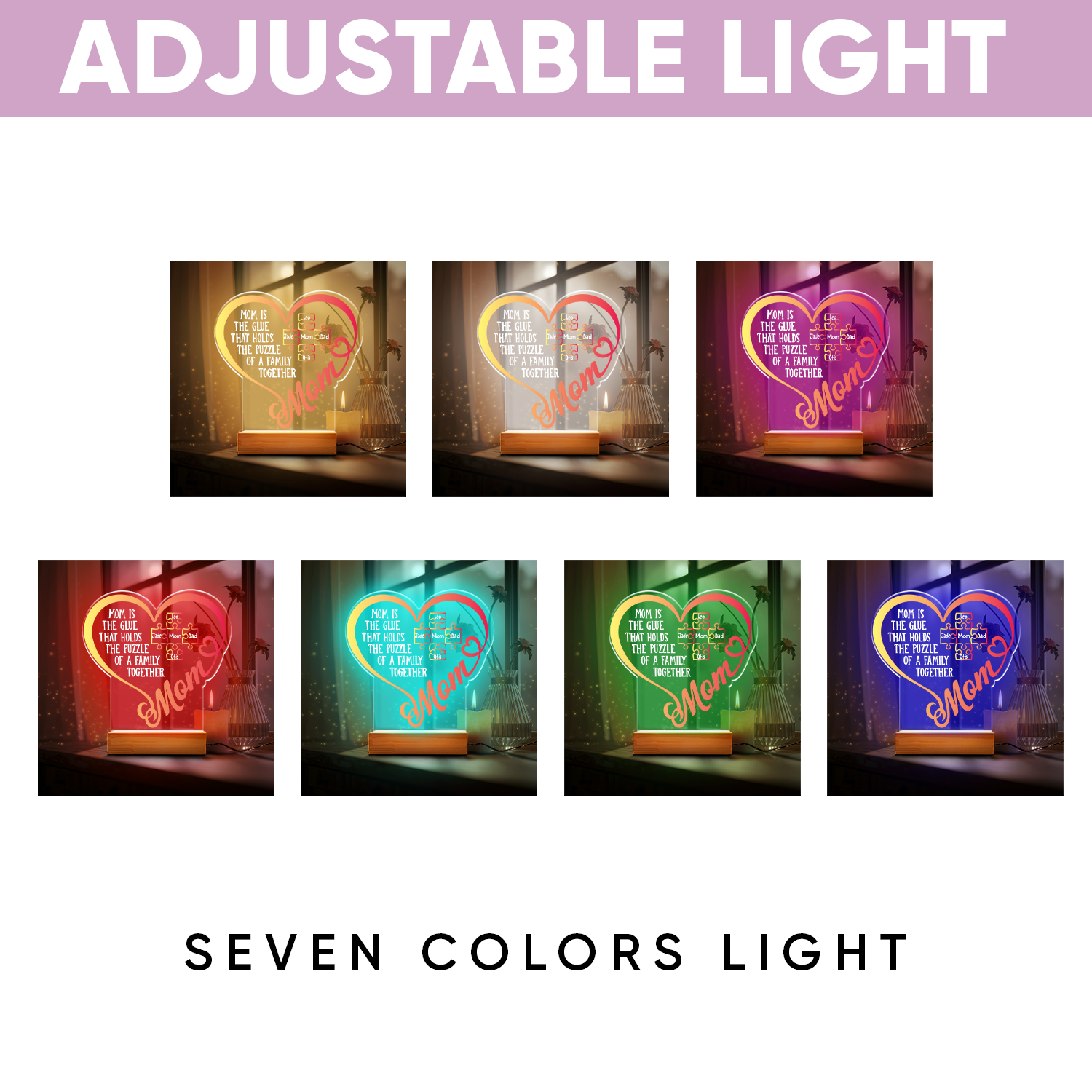 Aeluxlas Personalized Mother's Day Love Puzzle Night Light, Mother's Day Gift For Mom Grandma