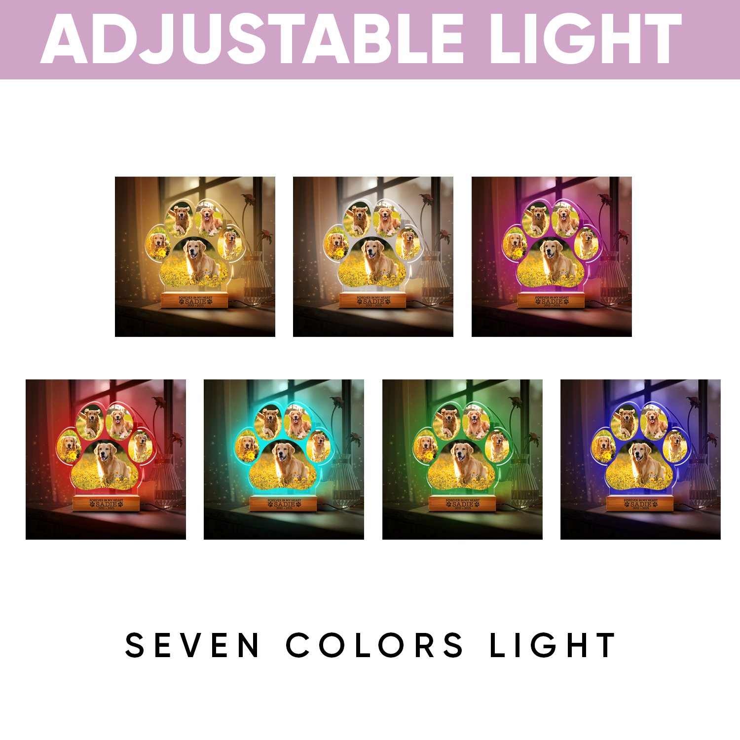 Aeluxlas Custom Dog Photo Night Light, Dog Memorial Gifts, Light Up Pet Memorial Plaque, Custom Photo Gift, Personalized Gift for Pet Loss