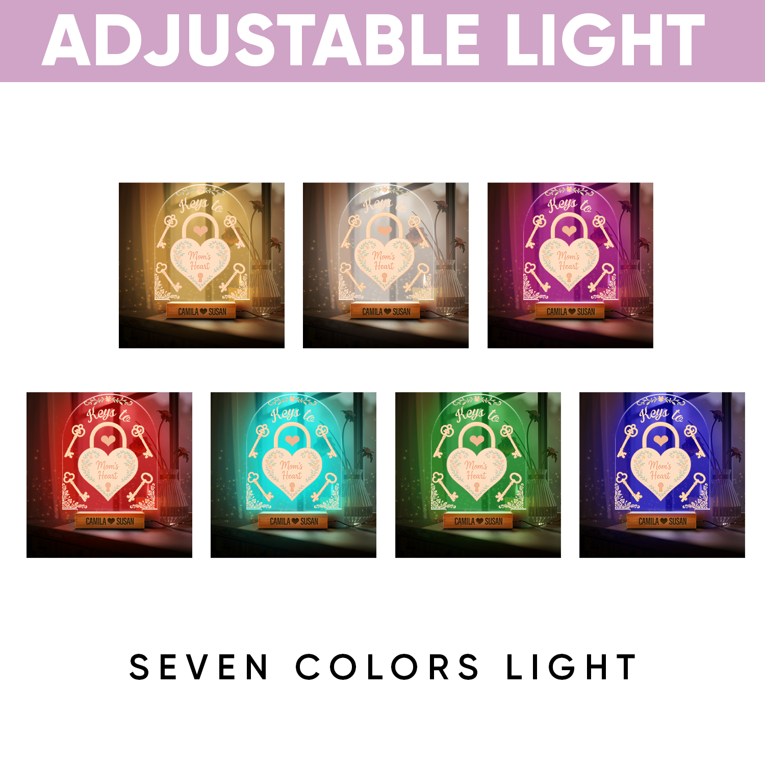 Aeluxlas Personalized Keys To Mom's Heart Night Light, Mothers Day Gift For Mom, Gift for Mom, Best Mom